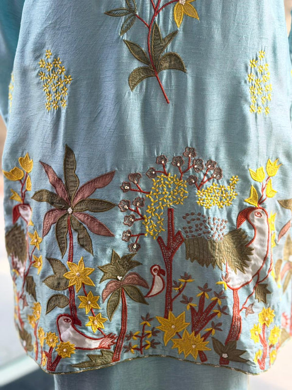 Powder Blue Patch work Co Ord