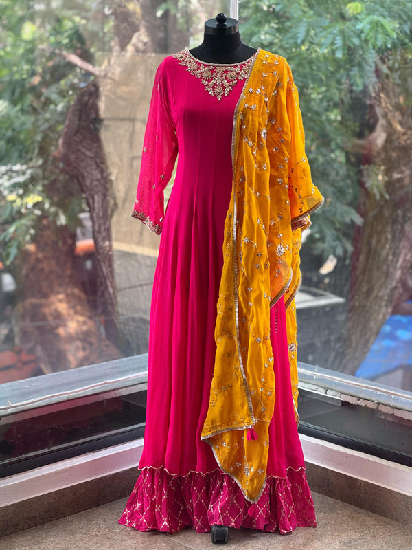 Pink Crepe Silk Gown