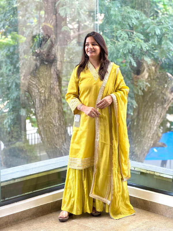 Greenish Yellow Sharara Set