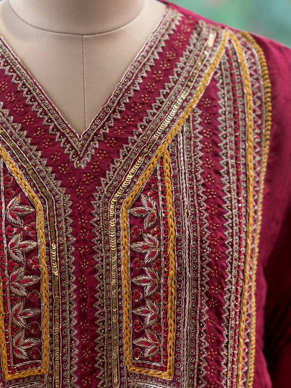 Maroon Kaftan Set