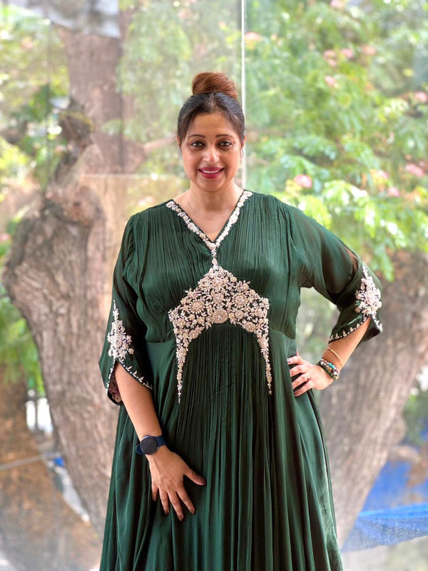 Green Intricate Work Gown
