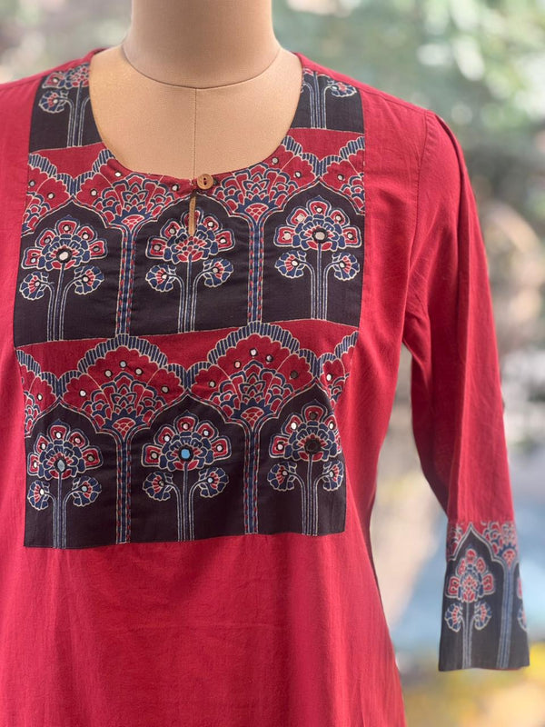 Maroon Block Print Suit
