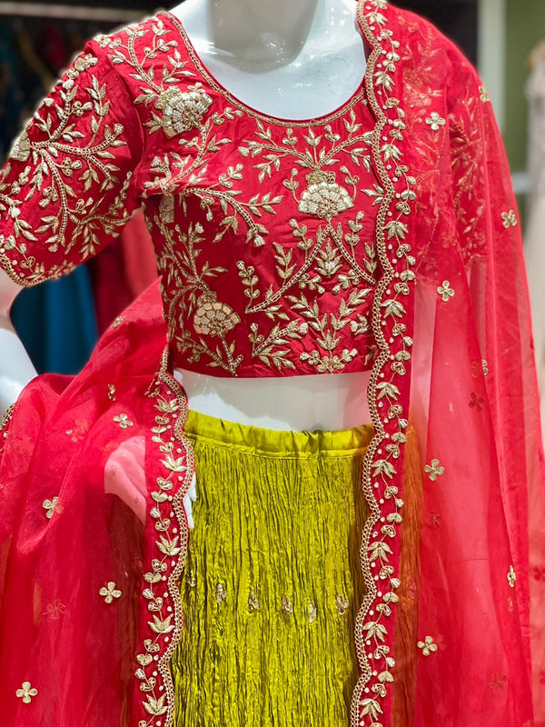 Greenish Yellow Lehenga Set