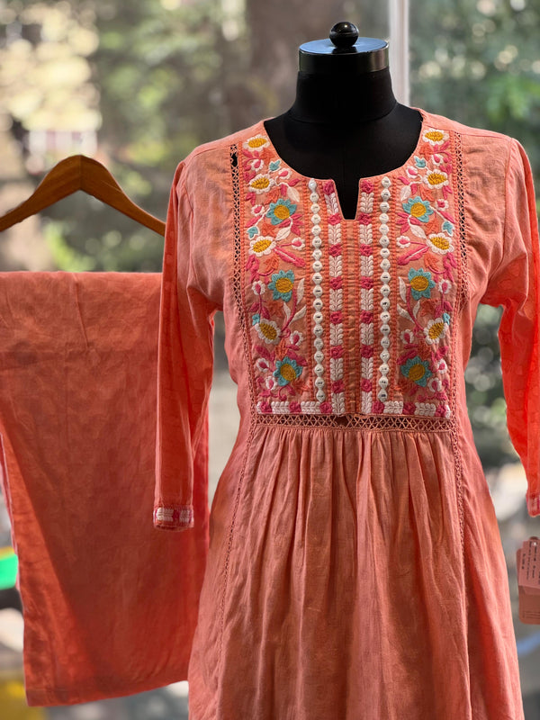 Peach Thread EmbroideredCo Ord