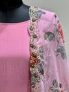 Pink Anarkali with Floral Dupatta