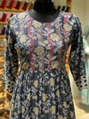 Grey Floral Zari Lines Tunic