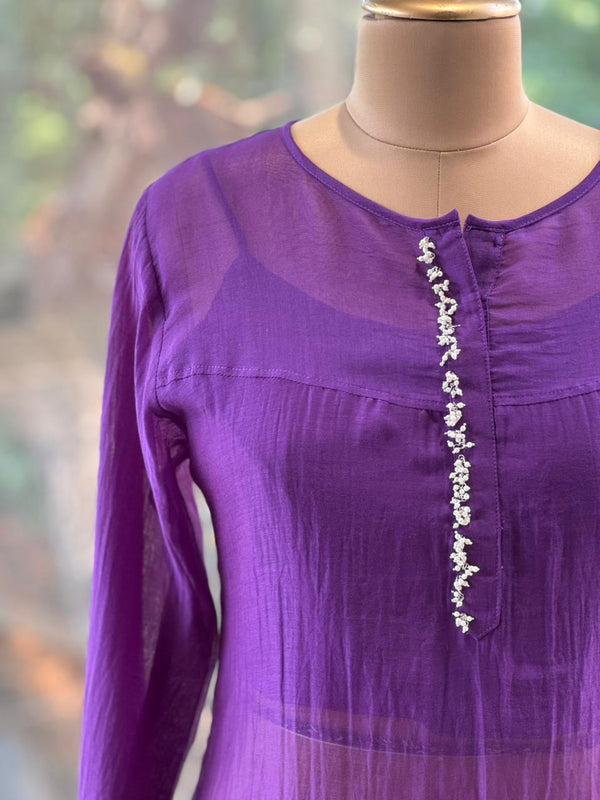 Purple Mul Suit with Shibori Dupatta