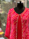 Red Bandhej Jacket Gown