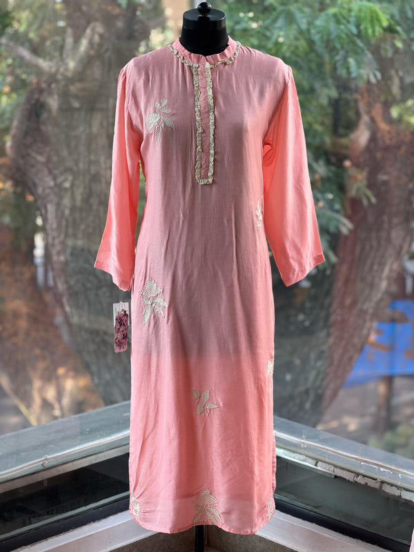 Pink Embroidered Dupatta Set