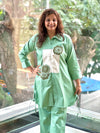 Green Collared Neck Co Ord