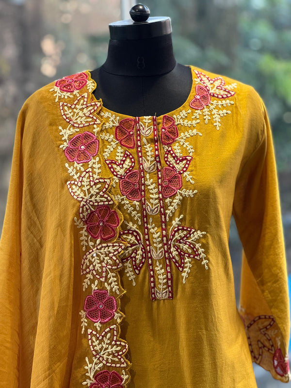 Yellow Embroidered Palazzo Set