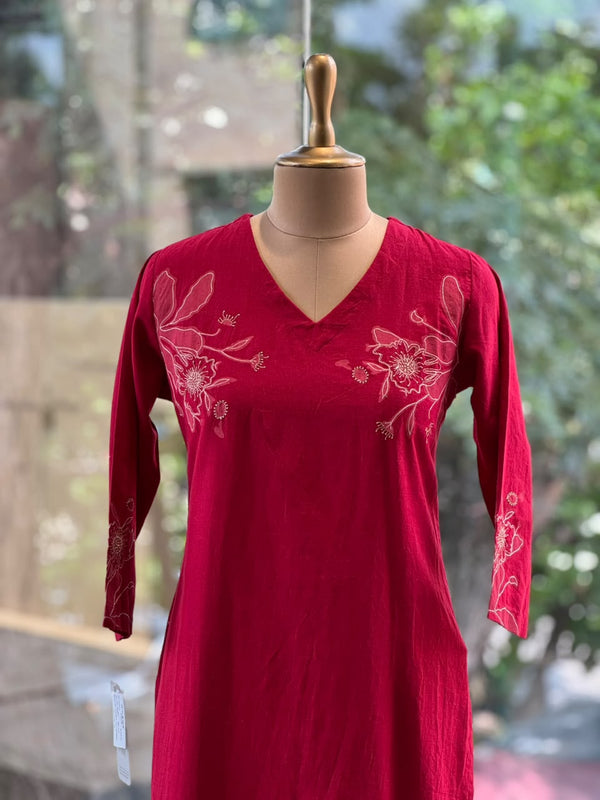 Red Patch Work Tunic