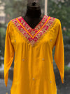 Yellow Gota V Neck Suit Set
