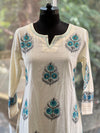 White Block Print Suit Set