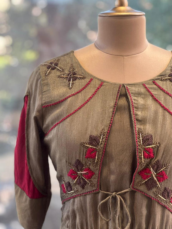Green Attached Jacket Style Tunic