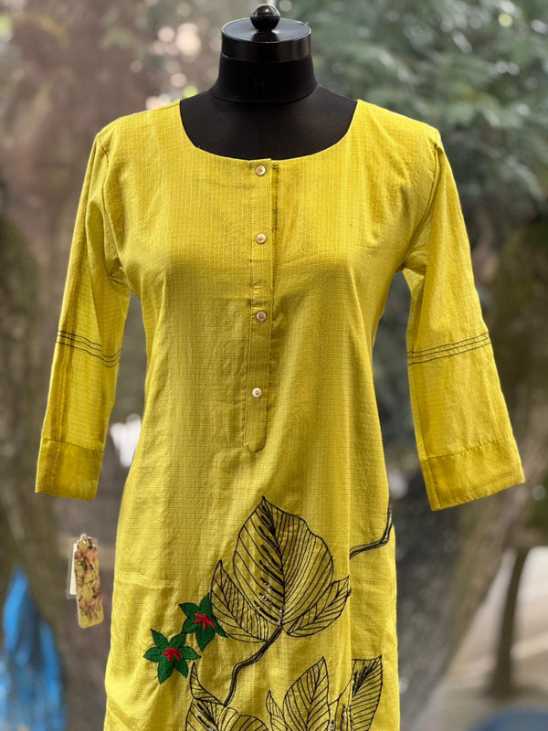 Greenish Yellow Embroidered Co Ord