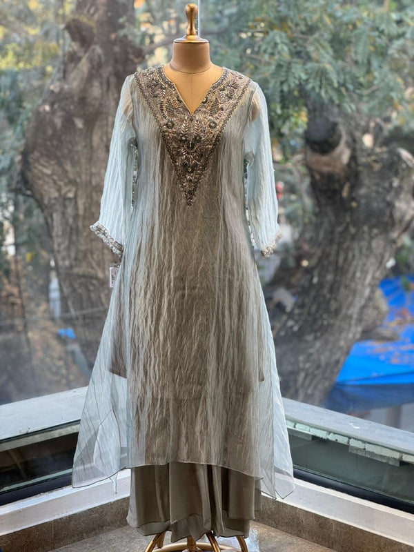 Silver Tissue Dupatta Set