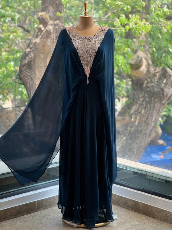 Navy Blue Kaftan Gown