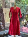 Red Lace V Neck Tunic