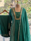 Green Tissue Panel Dupatta Set