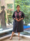 Black Denim Embroidered Tunic