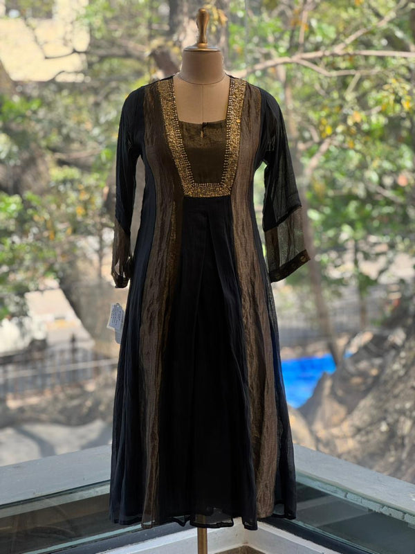 Black Tissue Panel Dupatta Set