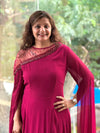 Maroon Tail Sleeves Gown