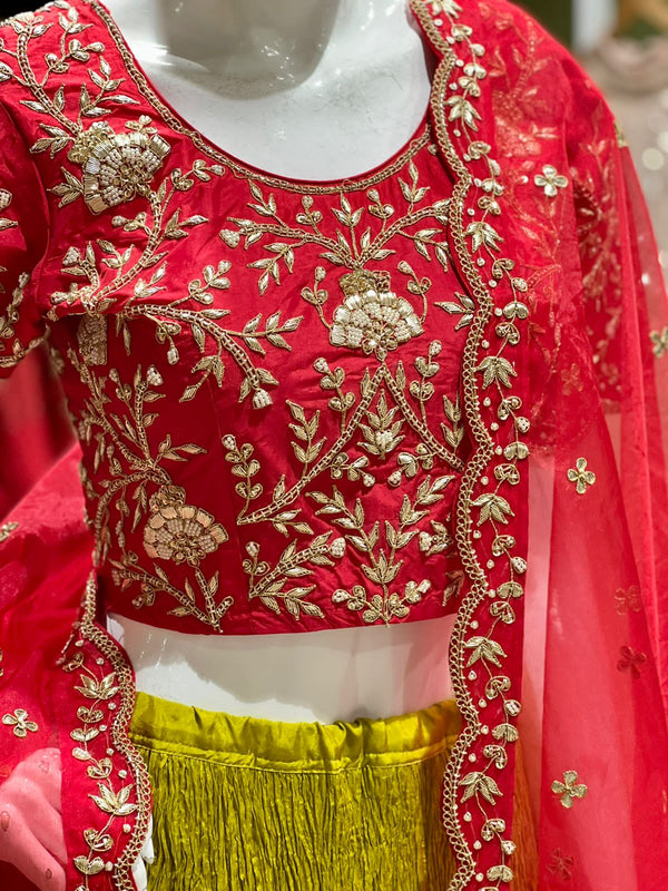 Greenish Yellow Lehenga Set