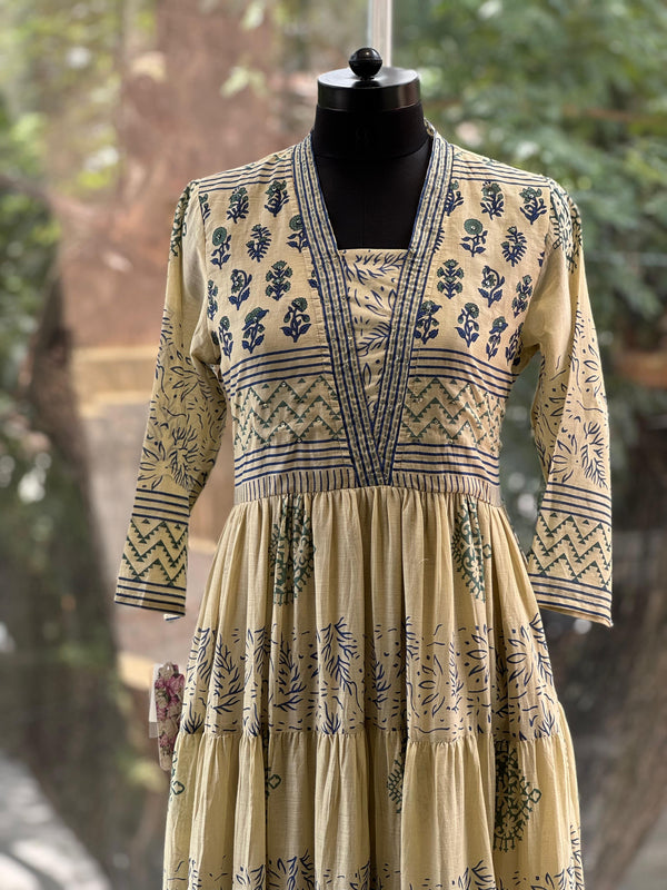 Beige Block Print Tunic