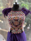 Purple Intricate Work Skirt Set