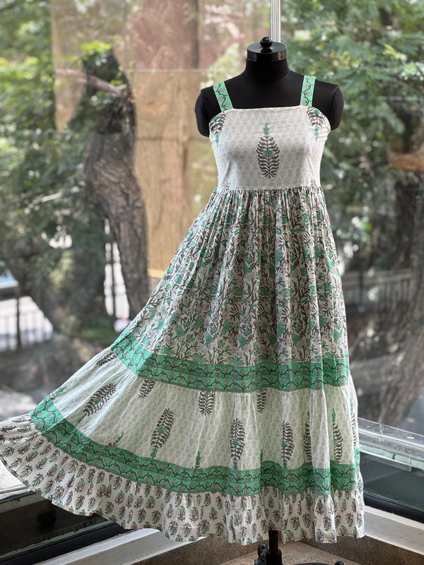White/Green Block Print Tunic