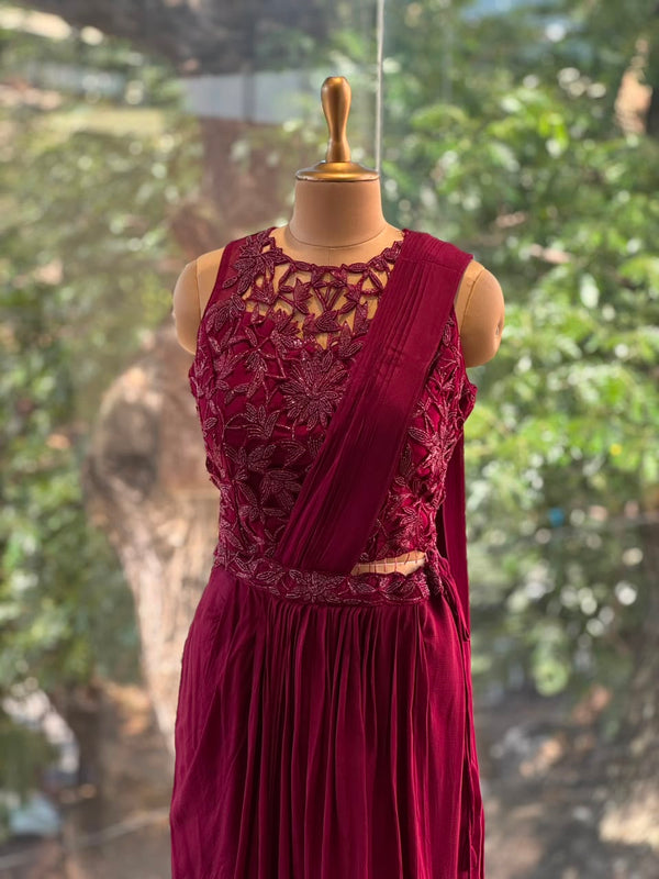 Maroon Intricate Work Drape