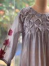 Grey Lotus Embroidery Dupatta Set