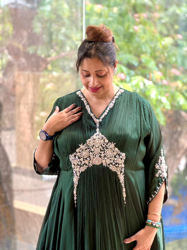 Green Intricate Work Gown