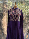 Purple Tail Sleeves Gown