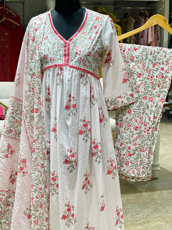 Floral Alia Cut Dupatta Set