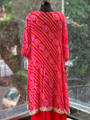 Red Bandhej Jacket Gown