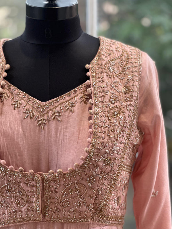 Peach Banarsi Gown