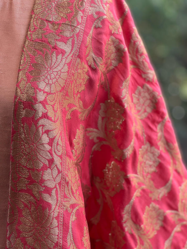 Pink Banarasi Dupatta Set