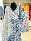 White/Blue Floral Suit Set