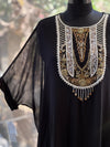 Black Intricate Yolk Kaftan Set