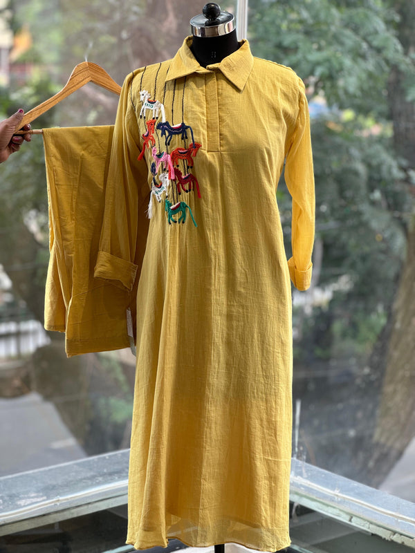 Yellow Embroidered Co ord