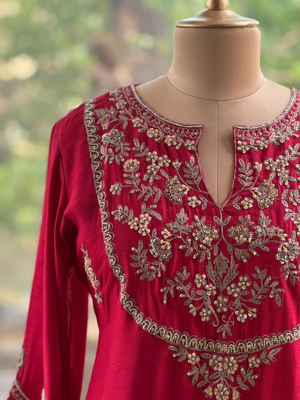 Reddish Maroon Skirt Set