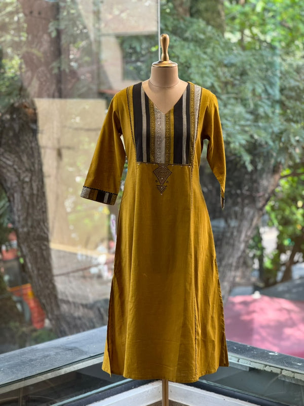 Mustard Yellow V Neck Tunic