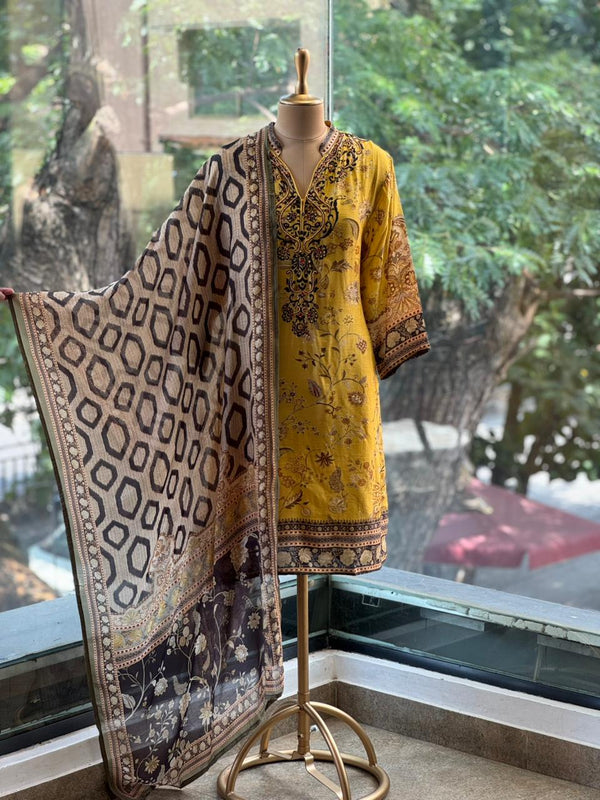 Yellow Digital Print Suit