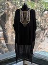 Black Intricate Yolk Kaftan Set