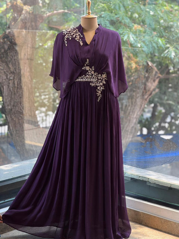 Purple Kaftan Style Gown