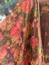Brown Tissue Floral Dupatta Set