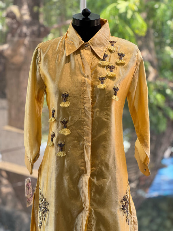 Yellow Collared Neck Tunic