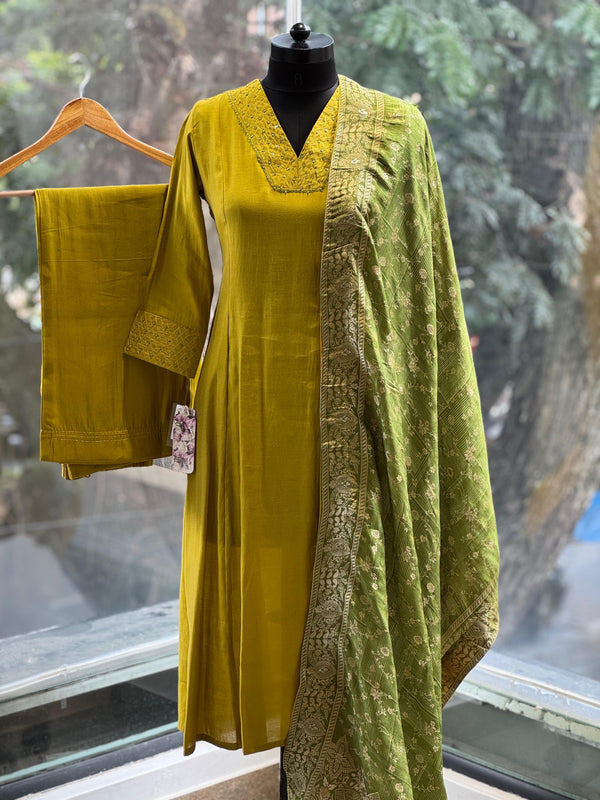 Green Banarasi Suit